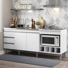 Balcão De Cozinha Para Kitnet Completo 182x52 Cm 2 Portas 3 G