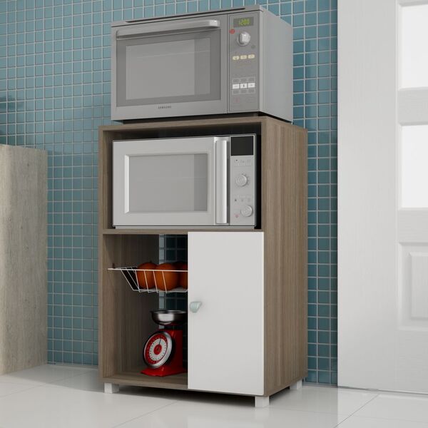 Balcão De Cozinha Para Micro-ondas - Porta E Cesta Para Fruta