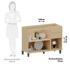 Balcão de Cozinha para Pia 100% MDF 3 Portas e 2 Gavetas sem