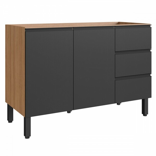 Balcão De Cozinha Para Pia 120 Cm 2 Portas 3 Gavetas Montana/