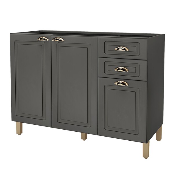 Balcão De Cozinha Para Pia 120 Cm 3 Portas 2 Gavetas Chumbo 6