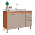 Balcão De Cozinha Para Pia 120 Cm 3 Portas 2 Gavetas Freijó/c