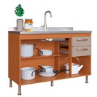 Balcão De Cozinha Para Pia 120 Cm 3 Portas 2 Gavetas Freijó/c