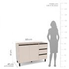 Balcão De Cozinha Para Pia 120 Cm Koya 2 Portas 3 Gavetas Cre