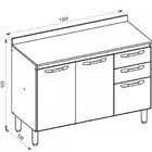 Balcão De Cozinha Para Pia 120 Cm Loá 2 Portas 3 Gavetas Évor