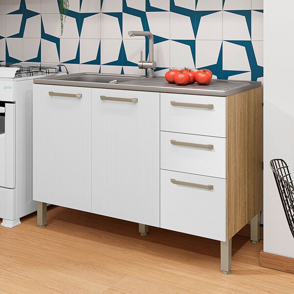 Balcão De Cozinha Para Pia 120 Cm Mad Versalhes 3 Portas 2 Ga