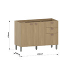 Balcão De Cozinha Para Pia 120cm 2 Portas E 3 Gavetas Sem Tam