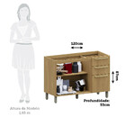 Balcão De Cozinha Para Pia 120cm 2 Portas E 3 Gavetas Sem Tam