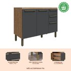 Balcão De Cozinha Para Pia 120cm Com 3 Portas 2 Gavetas Sem T