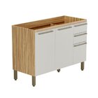 Balcão De Cozinha Para Pia 120cm Com 3 Portas 2 Gavetas Sem T