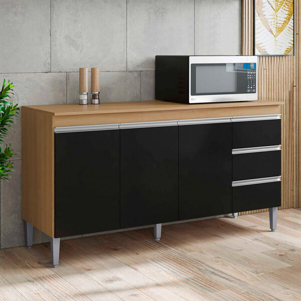 Balcão De Cozinha Para Pia 150cm 3 Gavetas Andreia - Ajl Move