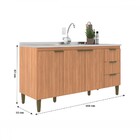 Balcão De Cozinha Para Pia 160 Cm Sara 3 Portas 3 Gavetas Fre