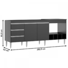 Balcão De Cozinha Para Pia 2 Portas 3 Gavetas Preto Tx 2035 -