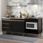 Balcão De Cozinha Para Pia 2 Portas 3 Gavetas Preto Tx 2035 -