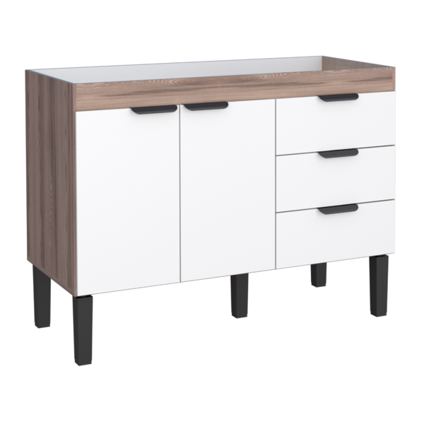 Balcão De Cozinha Para Pia 3 Gavetas Beruri Tamarindo Branco