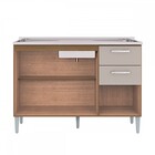 Balcão De Cozinha Para Pia 3 Portas 2 Gavetas Castanho/off Wh