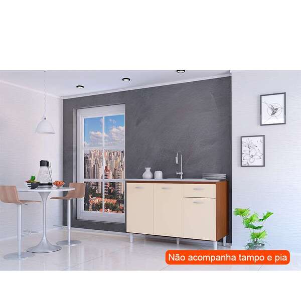 Balcão De Cozinha Para Pia Belluno 3 Pt 1 Gv Off White E Capu