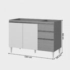 Balcão De Cozinha Para Pia Clara 3 Portas 2 Gavetas Atacama/b