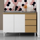 Balcão De Cozinha Para Pia Clara 3 Portas 2 Gavetas Atacama/b