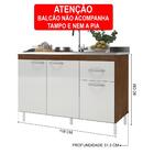 Balcão de Cozinha para Pia de 120cm Sem Tampo Suiça Fidelitá