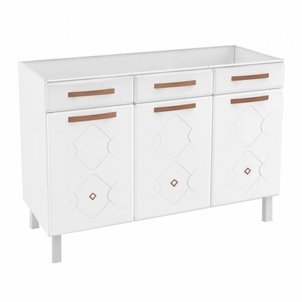 Balcão De Cozinha Para Pia Em Aço Mirage New 3 Portas 2 Gavet