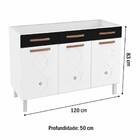 Balcão De Cozinha Para Pia Em Aço Mirage New 3 Portas 2 Gavet