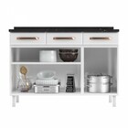 Balcão De Cozinha Para Pia Em Aço Mirage New 3 Portas 3 Gavet