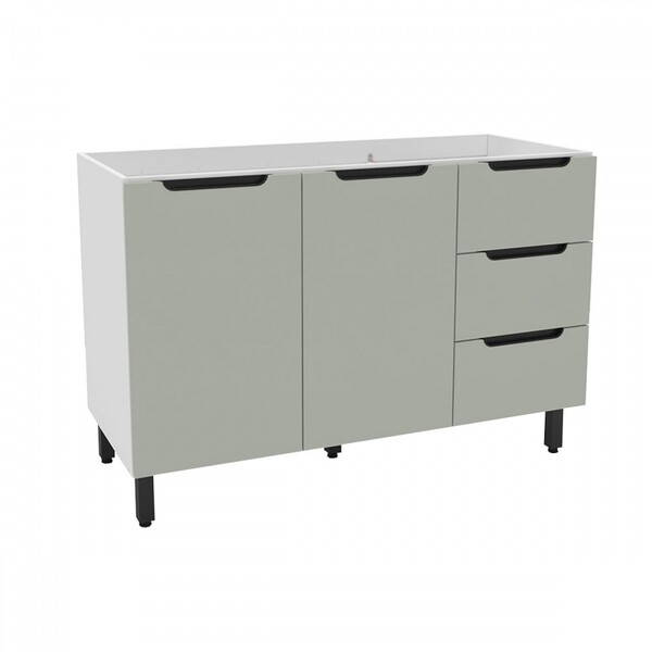 Balcão De Cozinha Para Pia Meena 2 Portas 3 Gavetas Branco/ve