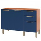 Balcão De Cozinha Para Pia Sálvia 2 Portas 3 Gavetas Freijó/a