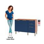 Balcão De Cozinha Para Pia Sálvia 2 Portas 3 Gavetas Freijó/a