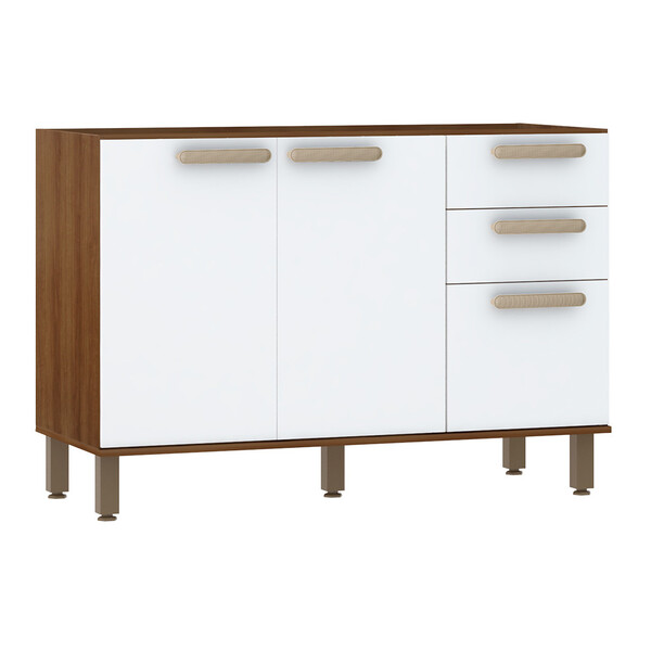 Balcão De Cozinha Para Pia Sem Tampo 120cm 3 Portas 2 Gavetas