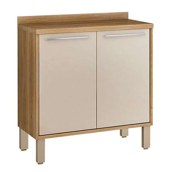 Balcão De Cozinha Paris Com Tampo 2 Pt Carvalho E Off White