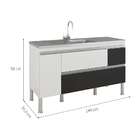 Balcão De Cozinha Prisma 2 Pt 3 Gv Branco E Preto