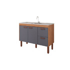 Balcão De Cozinha Prisma Freijo/titanium Montado Mdf 114cm Mg