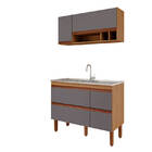 Balcão De Cozinha Prisma Freijo/titanium Montado Mdf 114cm Mg