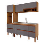 Balcão De Cozinha Prisma Freijo/titanium Montado Mdf 134cm Mg