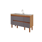 Balcão De Cozinha Prisma Freijo/titanium Montado Mdf 134cm Mg