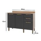 Balcão De Cozinha Sálvia 2 Portas 3 Gavetas Freijó/grafite -