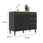 Balcão De Cozinha Sem Tampo 120cm 02 Portas E 03 Gavetas Cecí