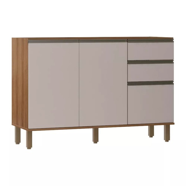 Balcão De Cozinha Sem Tampo 120cm 3 Portas 2 Gavetas Diana Lu