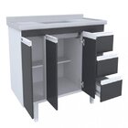 Balcão De Cozinha Sem Tampo 3 Portas 3 Gavetas  Branco/preto