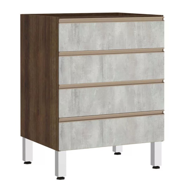 Balcão De Cozinha Sem Tampo 60cm 4 Gavetas Jade Luciane Móvei