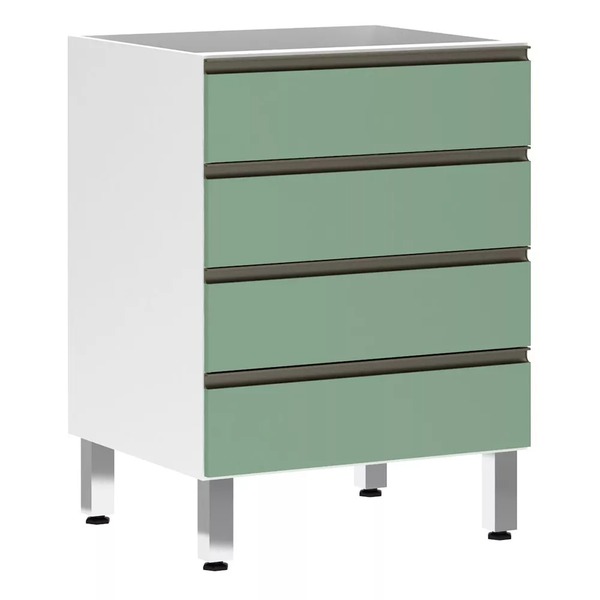 Balcão De Cozinha Sem Tampo 60cm 4 Gavetas Pérola Luciane Móv