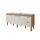 Balcão De Cozinha Slim Freijo/off White Mdf 194cm Mgm Móveis