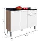 Balcão De Cozinha Star Com Tampo 3 Pt 1 Gv Aveiro E Branco