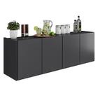 Balcão De Cozinha Suspenso 118cm 4 Portas Monna Grafite Z34