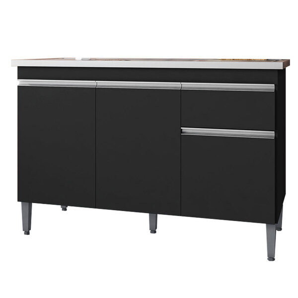 Balcão De Cozinha Tatiane 120 Cm Preto Fosco 2000 Com Tampo M