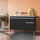 Balcão De Cozinha Tatiane 120 Cm Preto Fosco 2000 Com Tampo M