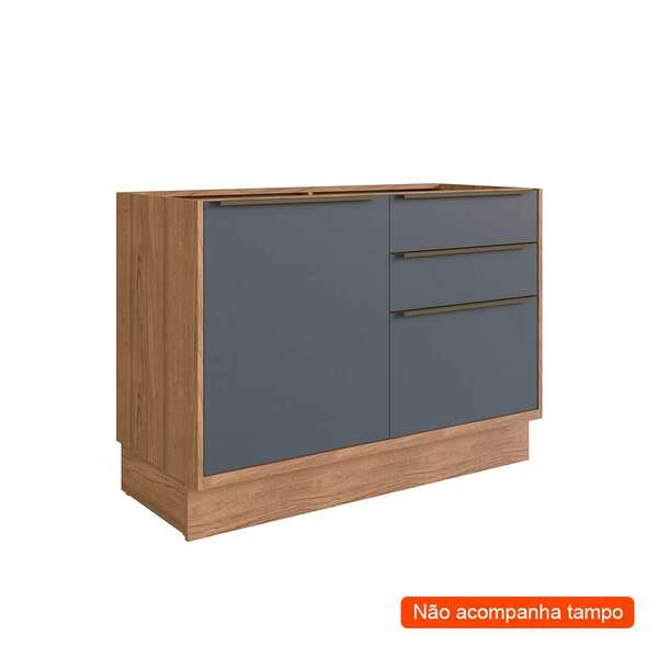 Balcão De Cozinha Ten 1 Pt 3 Gv Freijó E Grafito 120 Cm