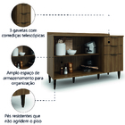 Balcão De Cozinha Triplo Com Tampo 2 Portas 3 Gavetas 1,34m N